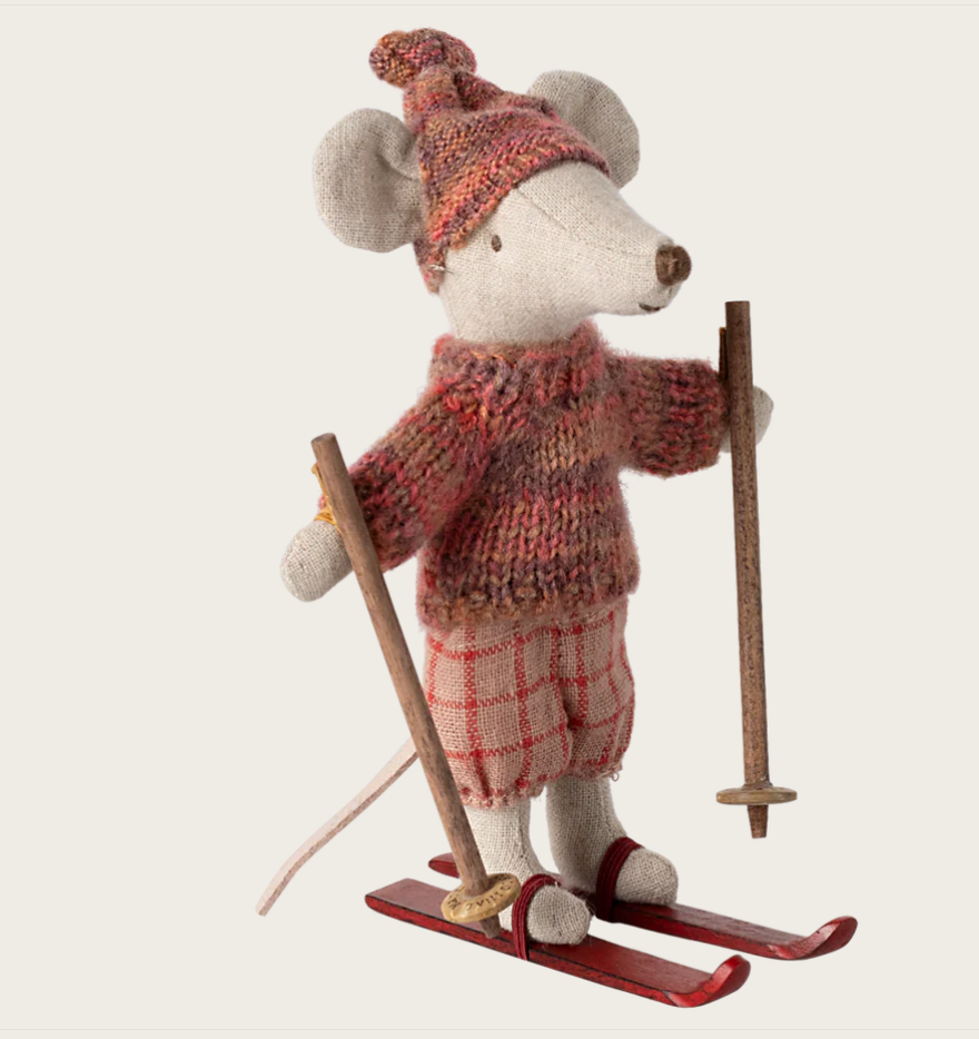 Wintermaus mit Skiset, Große Schwester - Rose Maileg