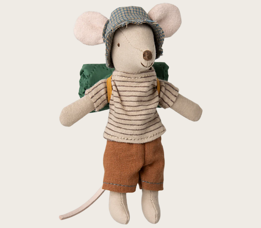 Wandermaus von Maileg mit Schlafsack und magnetischen Händen, Baumwolle, 13 cm groß