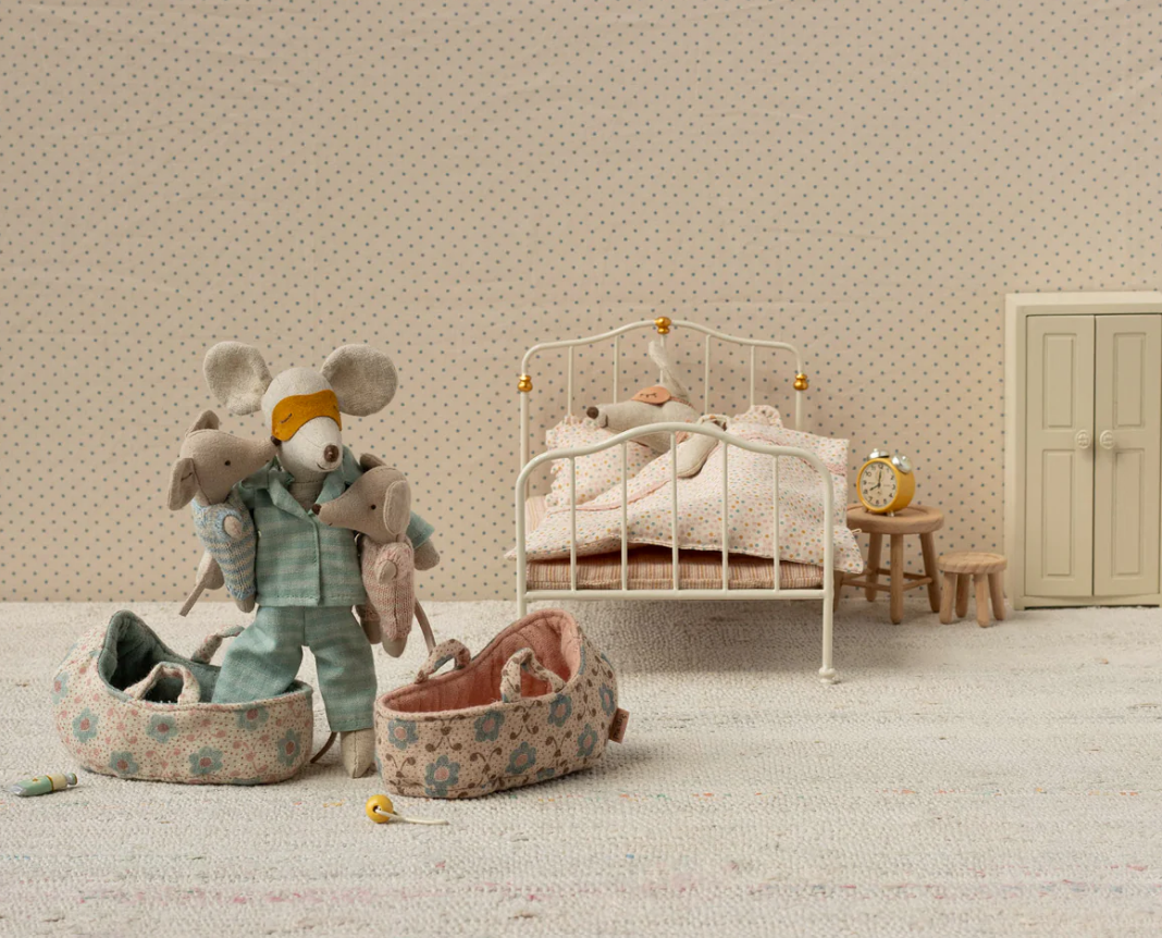 Babymaus in Tragetasche - Blau Maileg