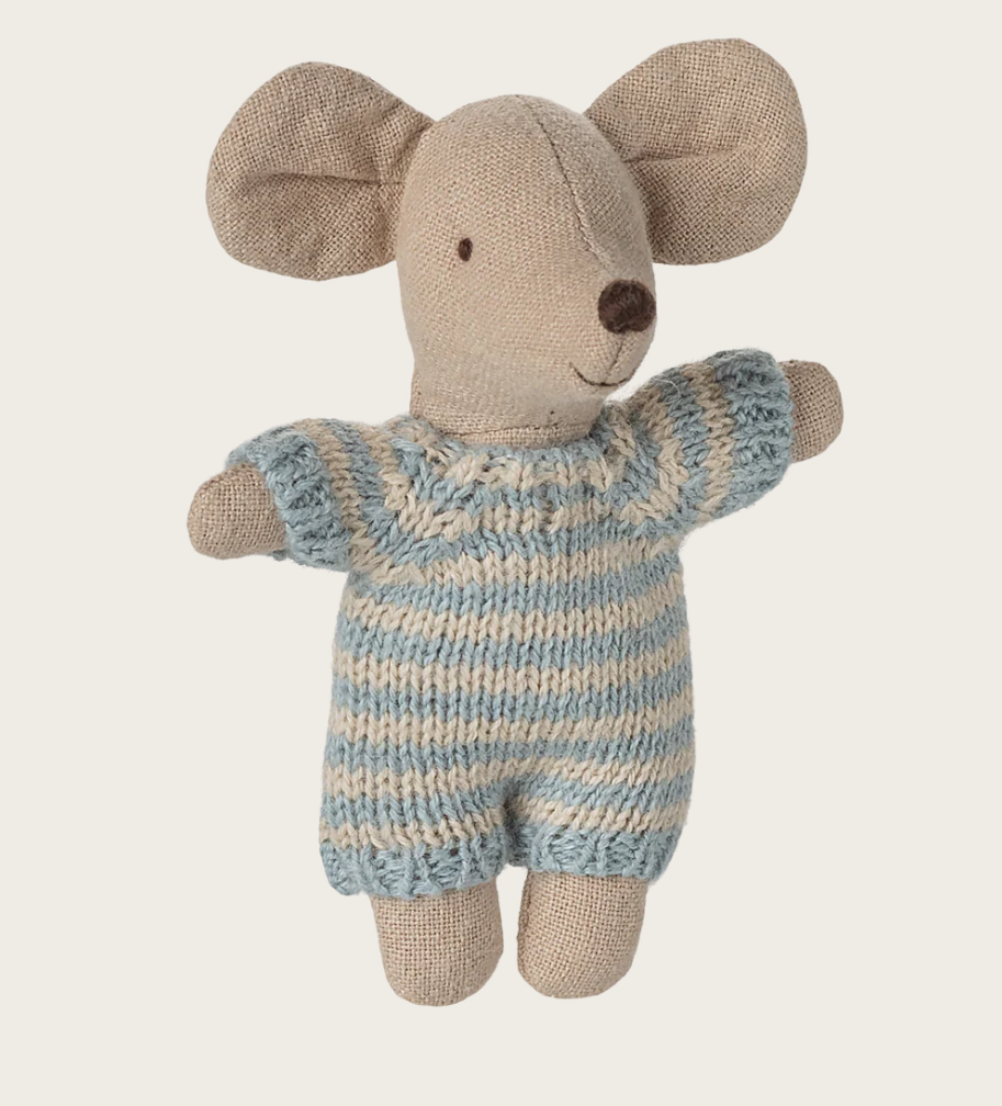 Babymaus in Tragetasche - Blau Maileg