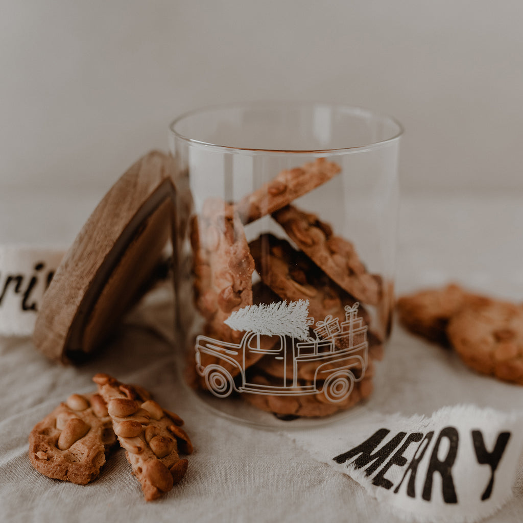 Vorratsglas Weihnachtsauto 13cm Eulenschnitt
