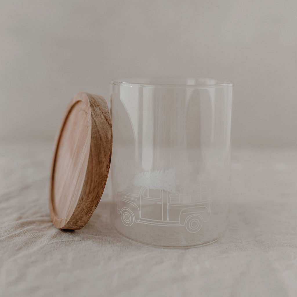 Vorratsglas Weihnachtsauto 13cm Eulenschnitt