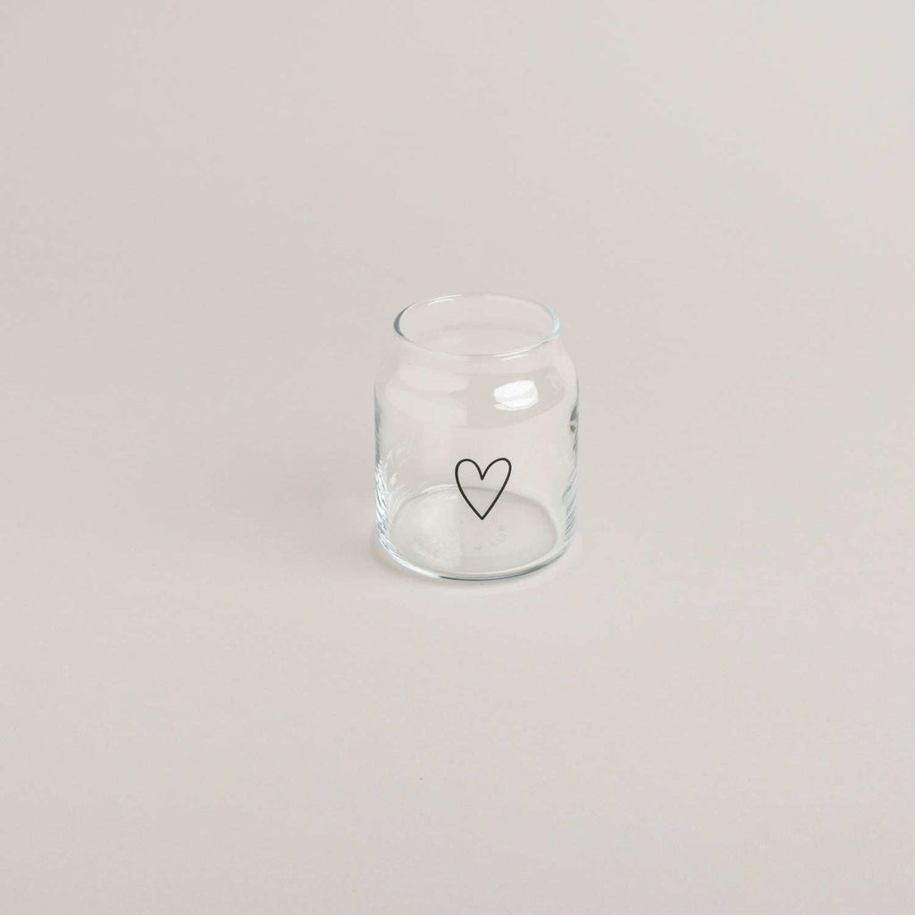 Vase aus Glas klein Herz Eulenschnitt