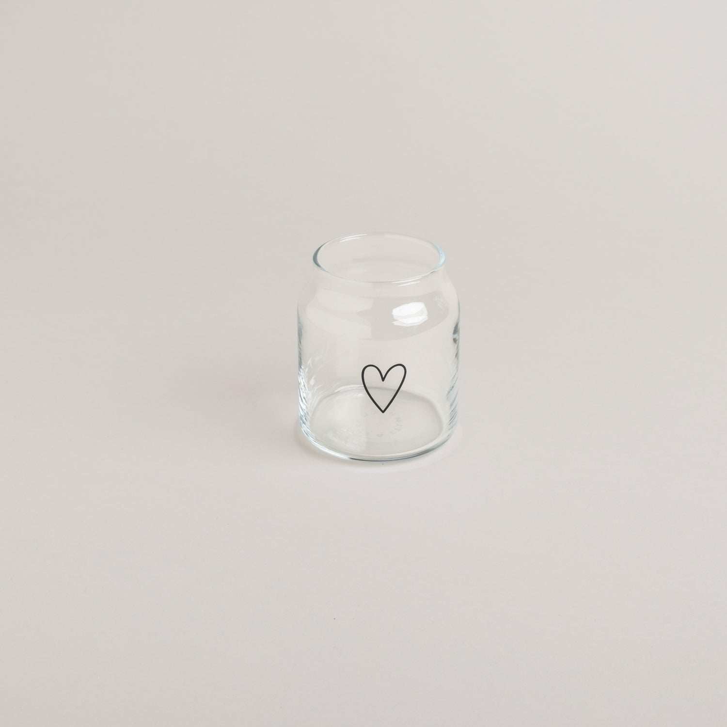 Vase aus Glas klein Herz Eulenschnitt