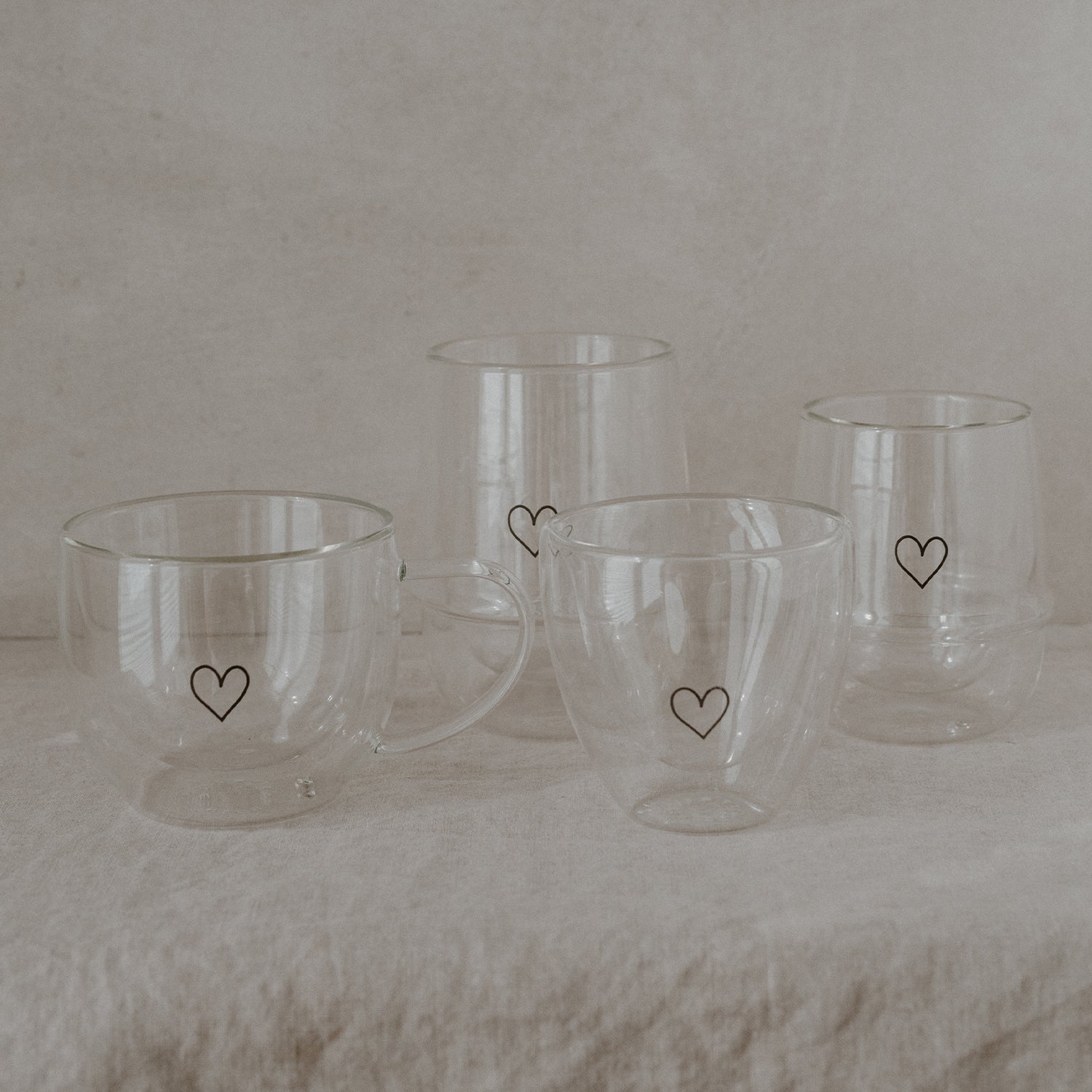 Doppelwandiges Glas 250ml Herz Eulenschnitt