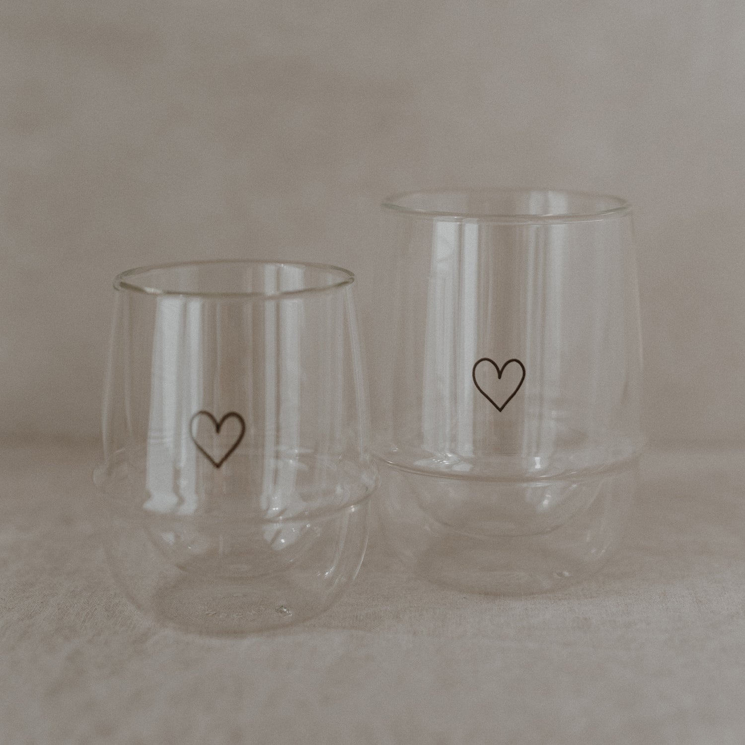 Doppelwandiges Glas 300ml Herz Eulenschnitt