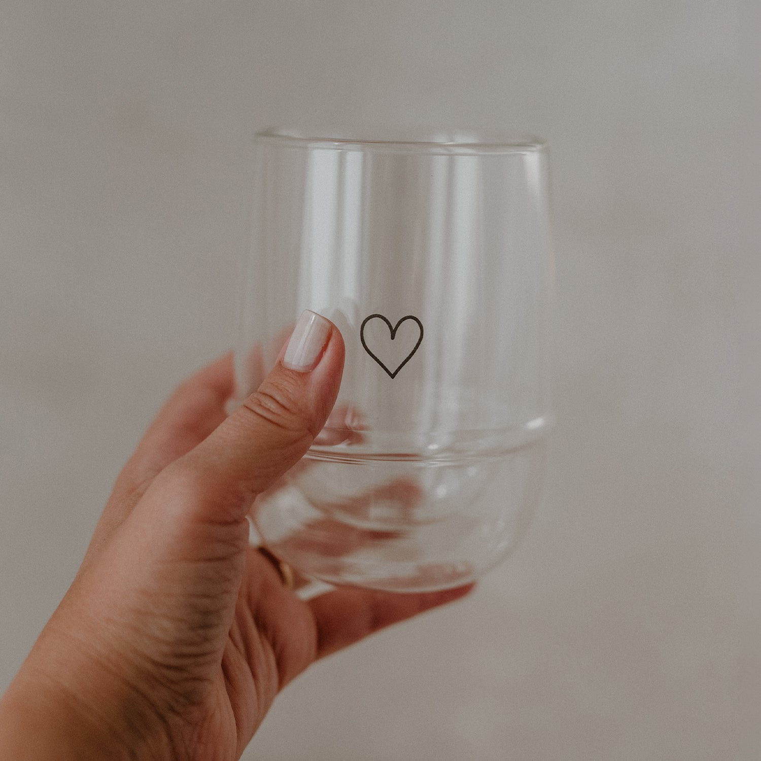 Doppelwandiges Glas 300ml Herz Eulenschnitt