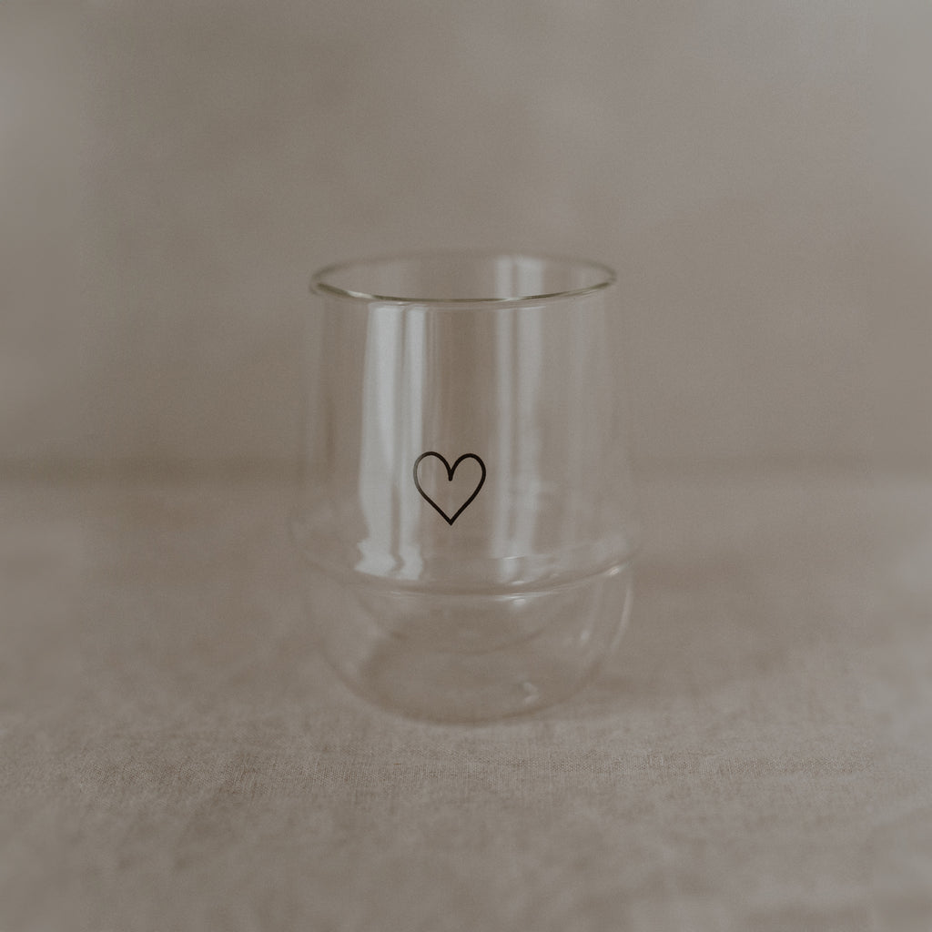 Doppelwandiges Glas 200ml Herz Eulenschnitt