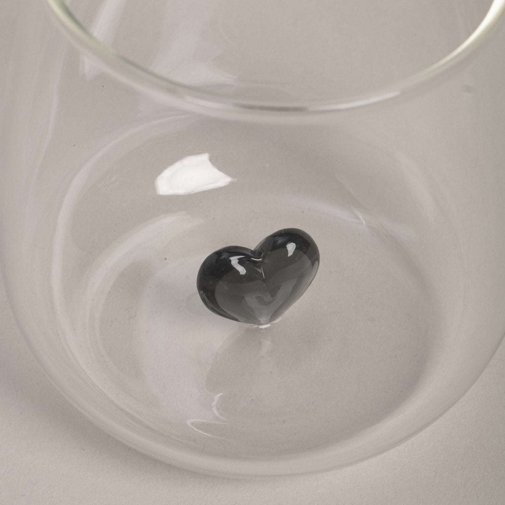 Trinkglas Herzfigur schwarz Eulenschnitt