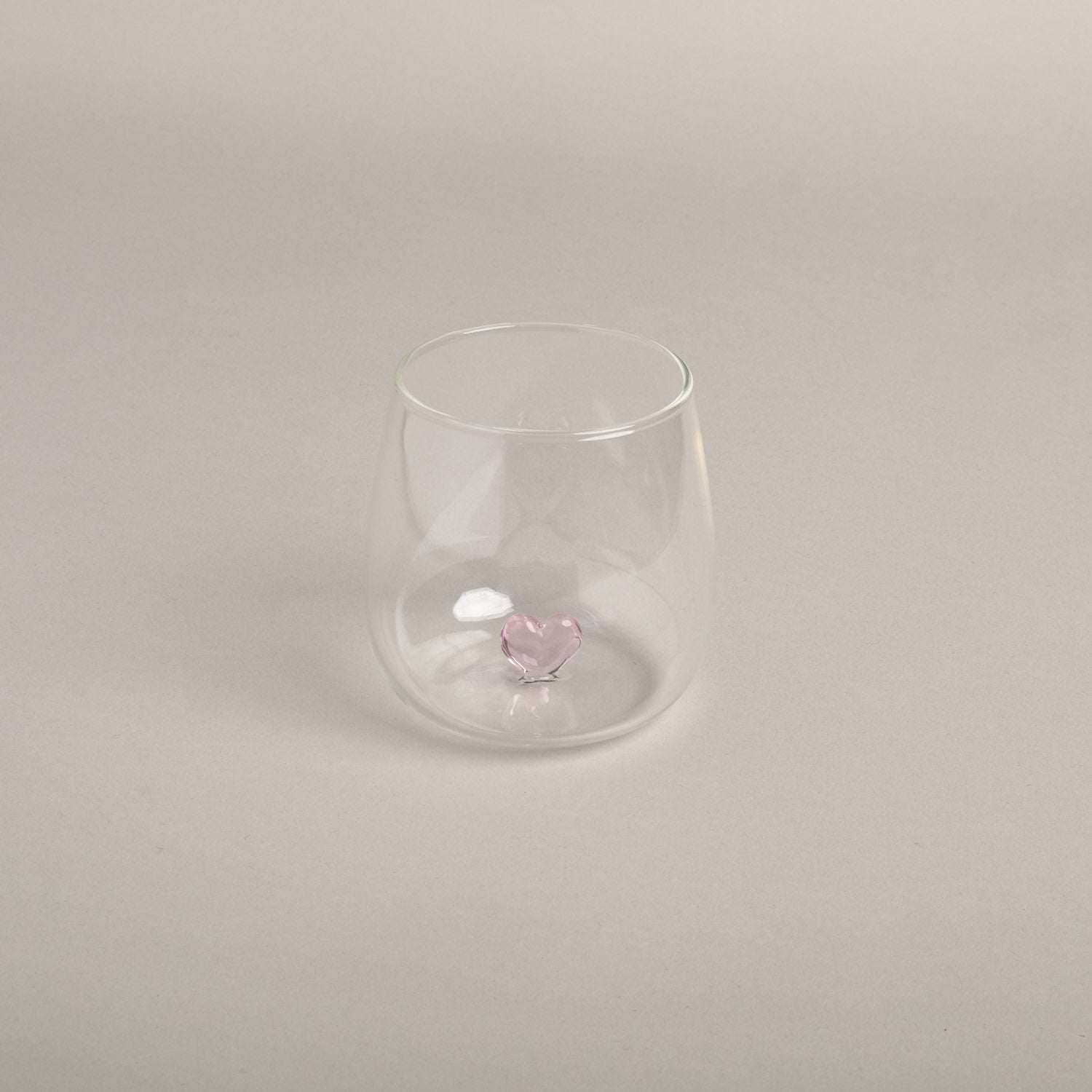 Trinkglas Herzfigur Rosa Eulenschnitt