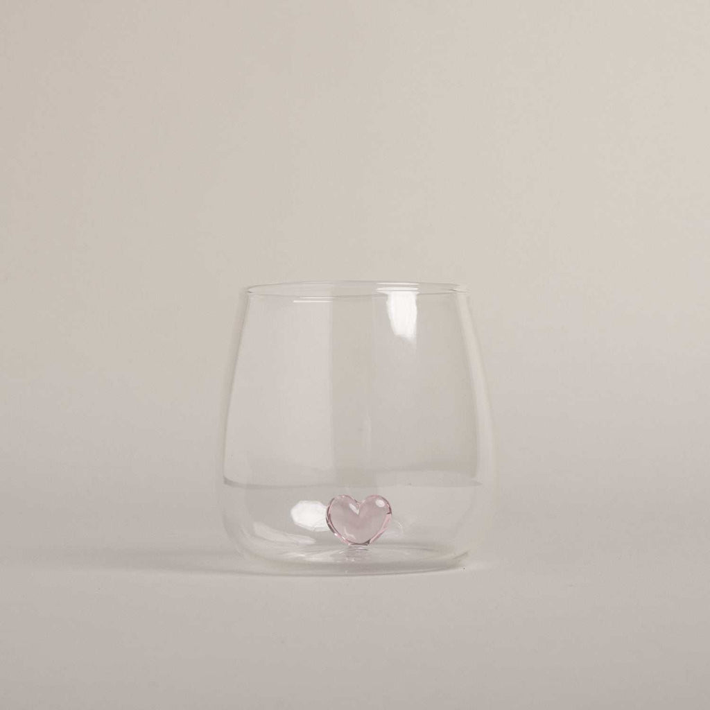 Trinkglas Herzfigur Rosa Eulenschnitt