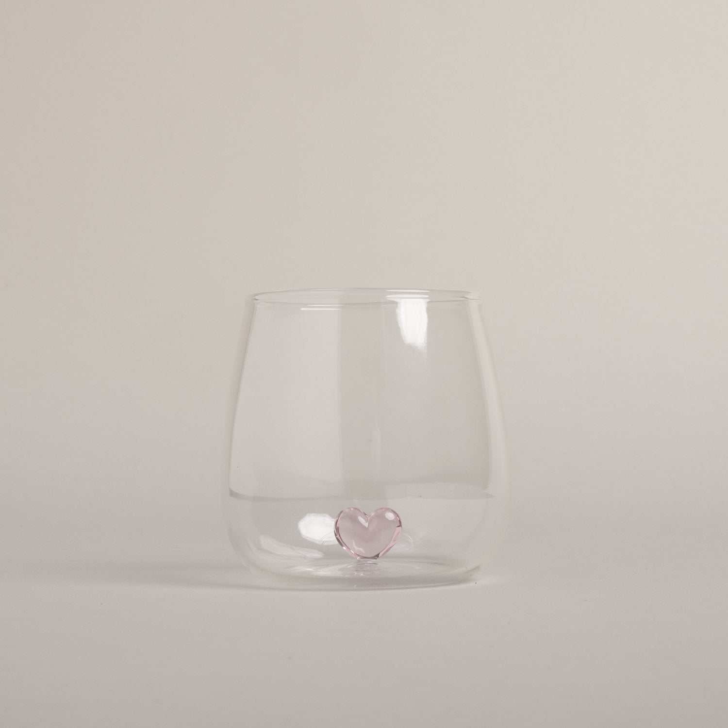 Trinkglas Herzfigur Rosa Eulenschnitt