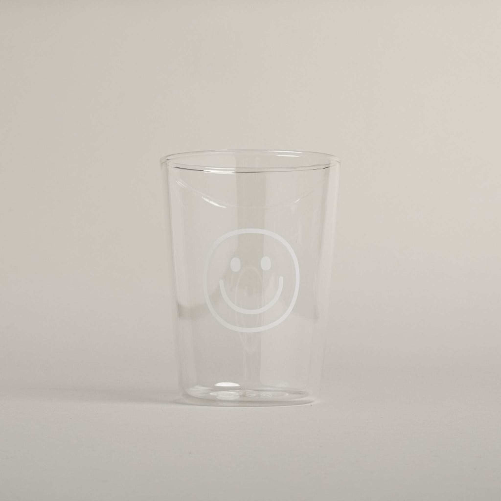 Trinkglas Smiley weiß Eulenschnitt