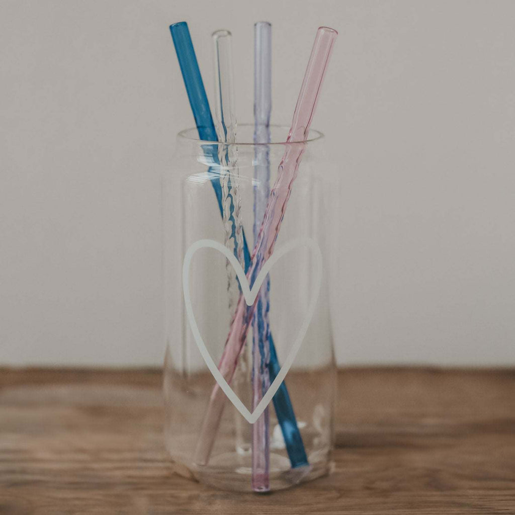 Strohhalme gedreht aus Glas 20cm Rosa im 4er Set Eulenschnitt