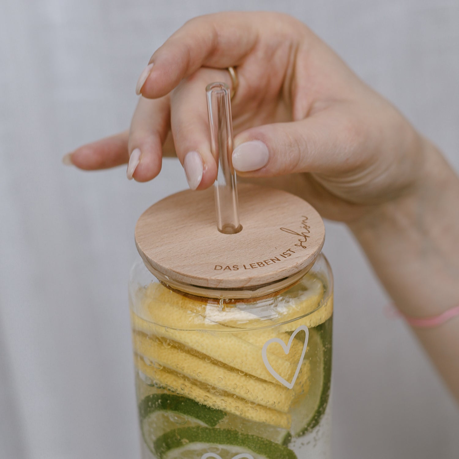 Deckel Das Leben ist schön für Hohes Trinkglas Eulenschnitt