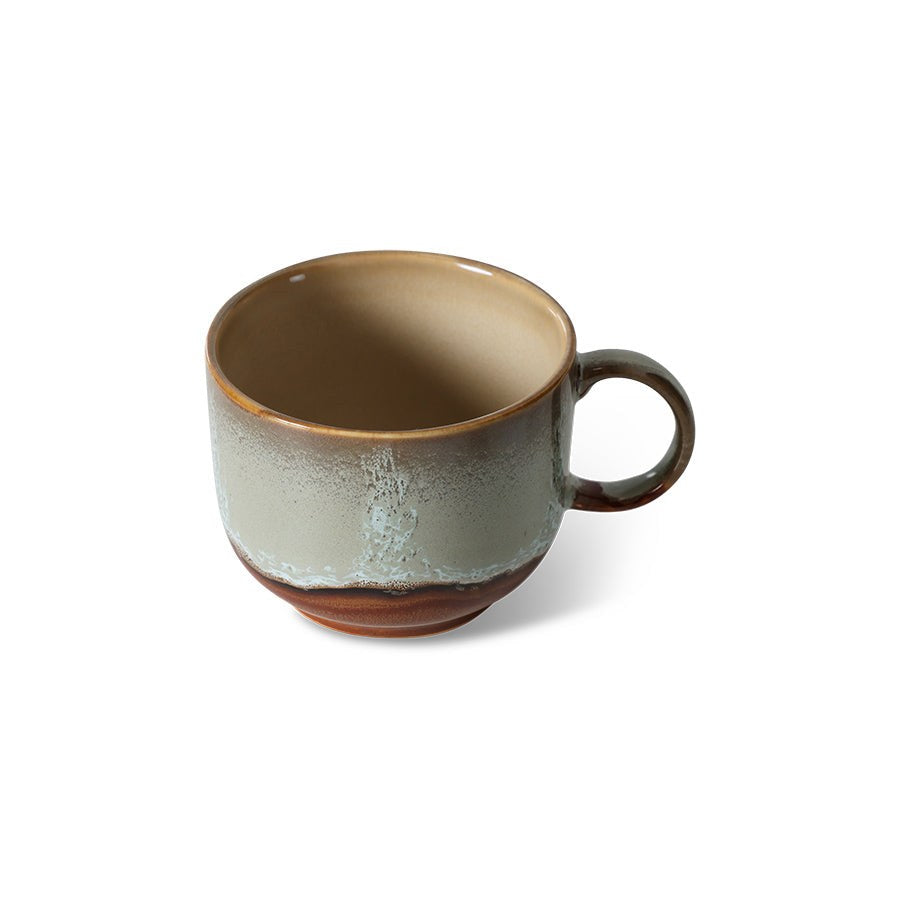 Bunte 70er Jahre Keramik Teetasse aus Steingut mit Henkel von HKLiving