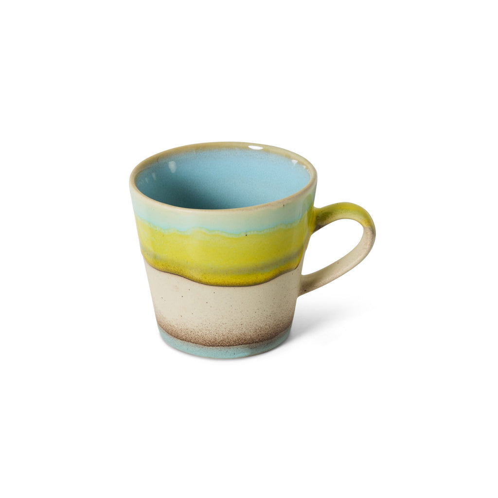 Kaffeebecher mit Henkel aus Steingut der 70er-Jahre Keramikserie glint, handgefertigt, spülmaschinen- und mikrowellenfest