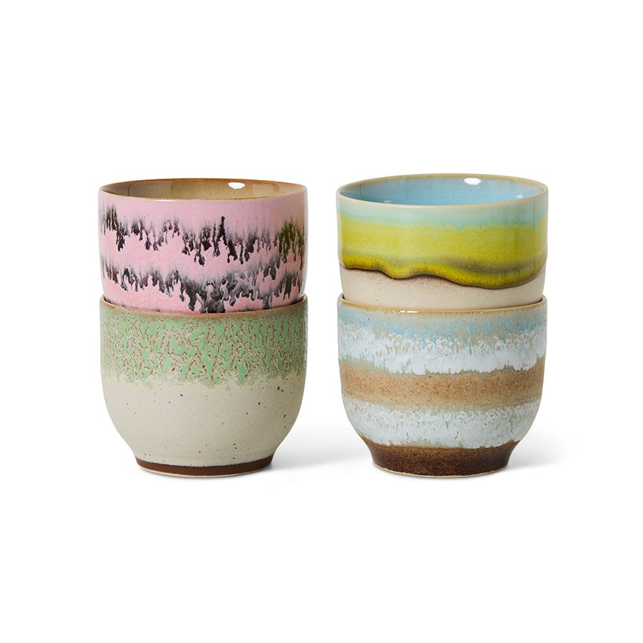 70s Ceramics: Café-Tasse deco 4er Set HKLiving