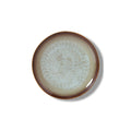 Mehrfarbiger 70er Jahre Keramik Dessertteller aus Steingut mit kontrastreichem Design von HKLIVING