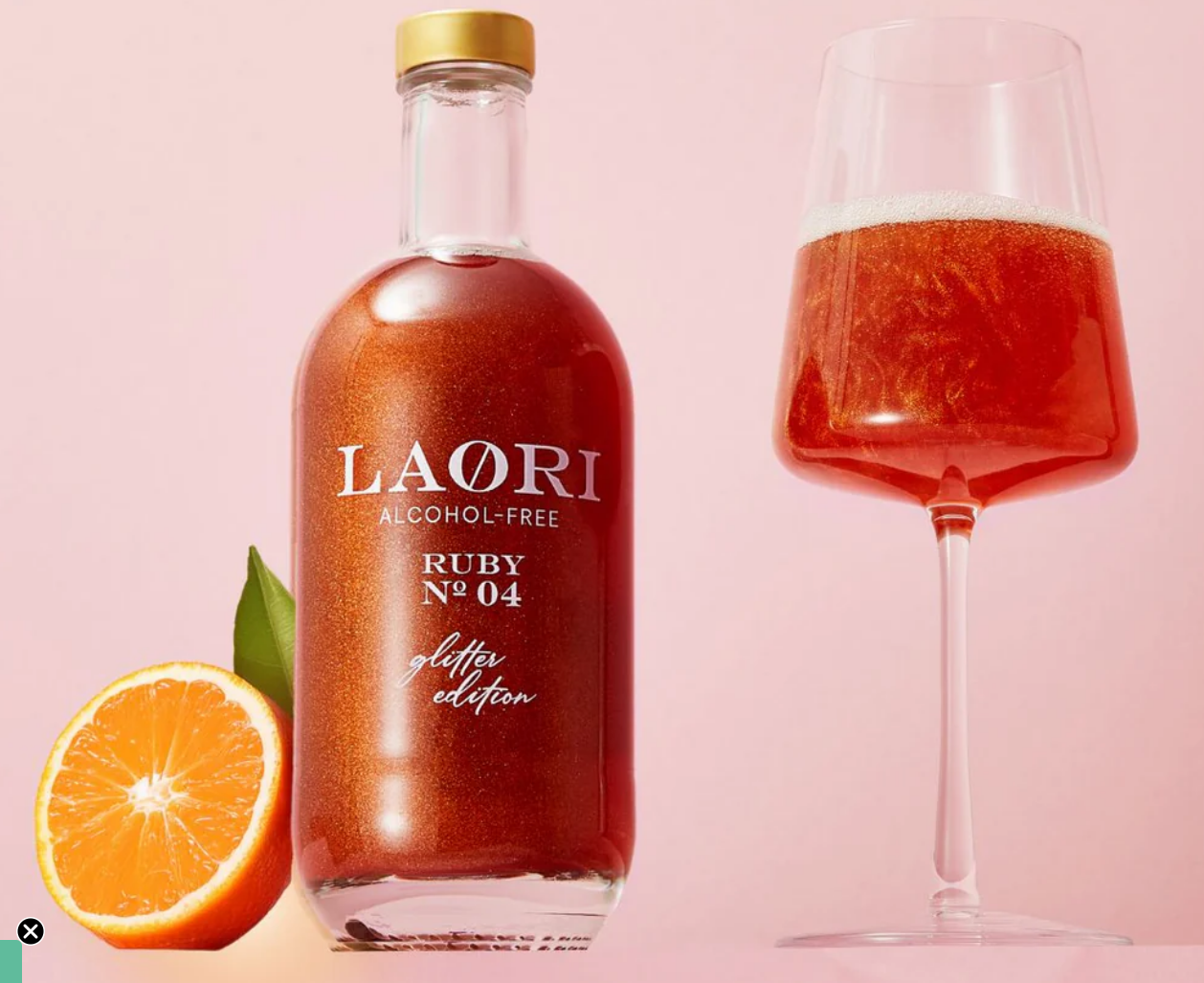 Laori Glitzer Ruby No 4 alkoholfreier Aperitif mit essbarem Goldglitzer und fruchtigen Noten