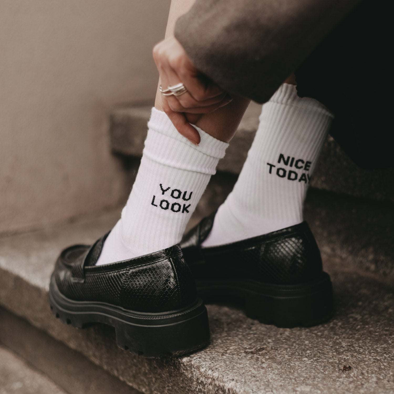 Socken weiß Eulenschnitt verschiedene Varianten
