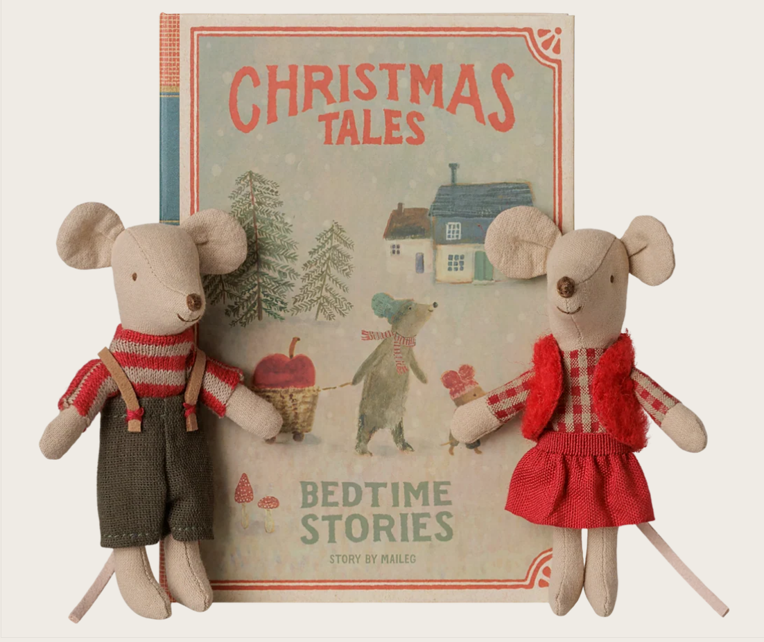 Maileg Weihnachts-Zwillingsmäuse im Buch – Kleine Schwester & Bruder